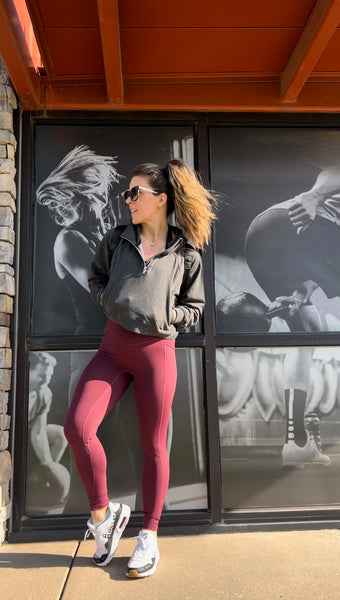 Faith 1/2 Zip Crop Hoodie - Dark Charcoal Grey