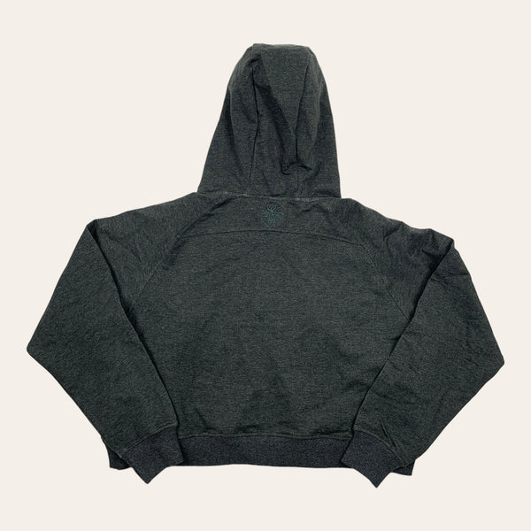 Faith 1/2 Zip Crop Hoodie - Dark Charcoal Grey