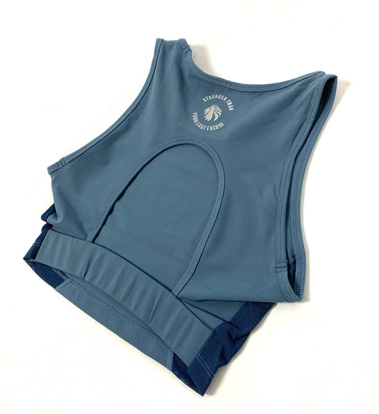 Heart And Soul Crop Tank - Slate Blue